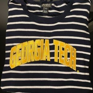 Champion Navy and White Striped Georgia Tech Sweater Poncho